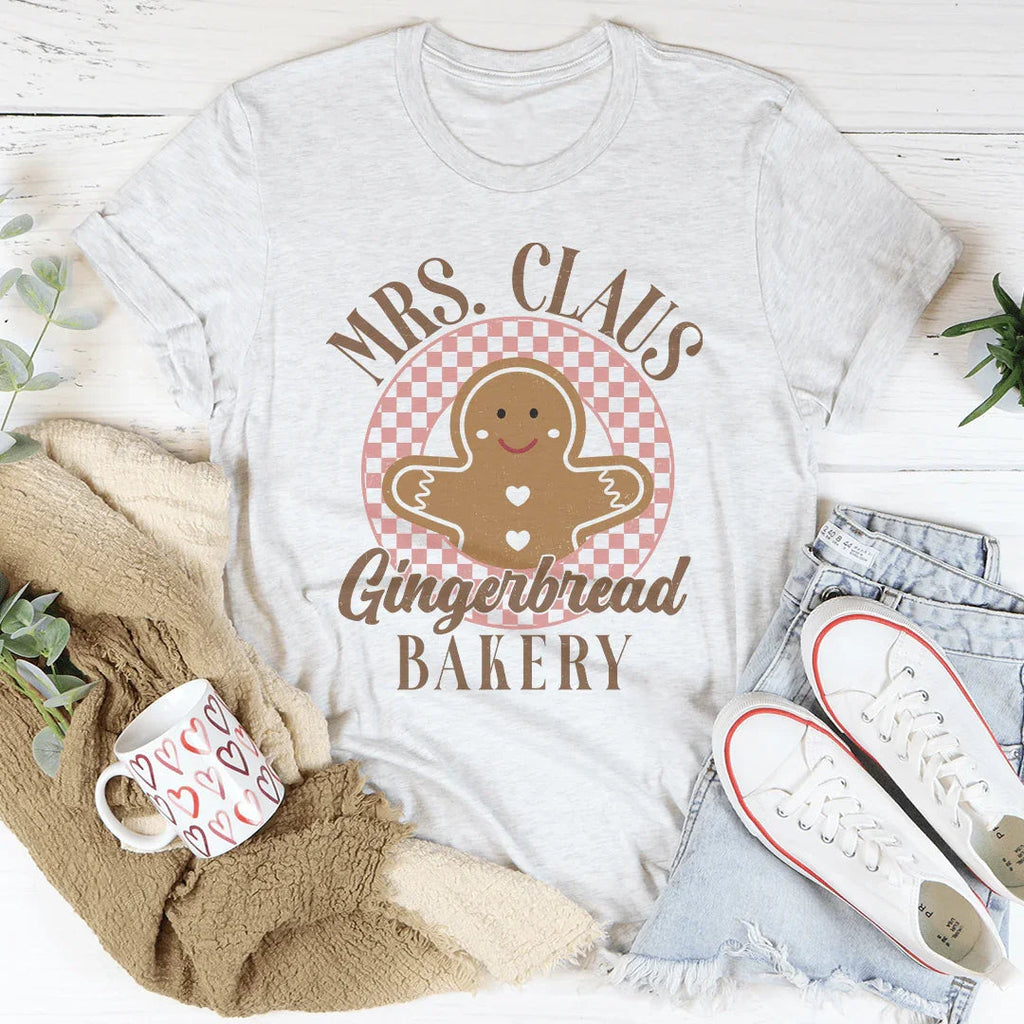 Mrs Claus Gingerbread Bakery Tee Peachy Sunday