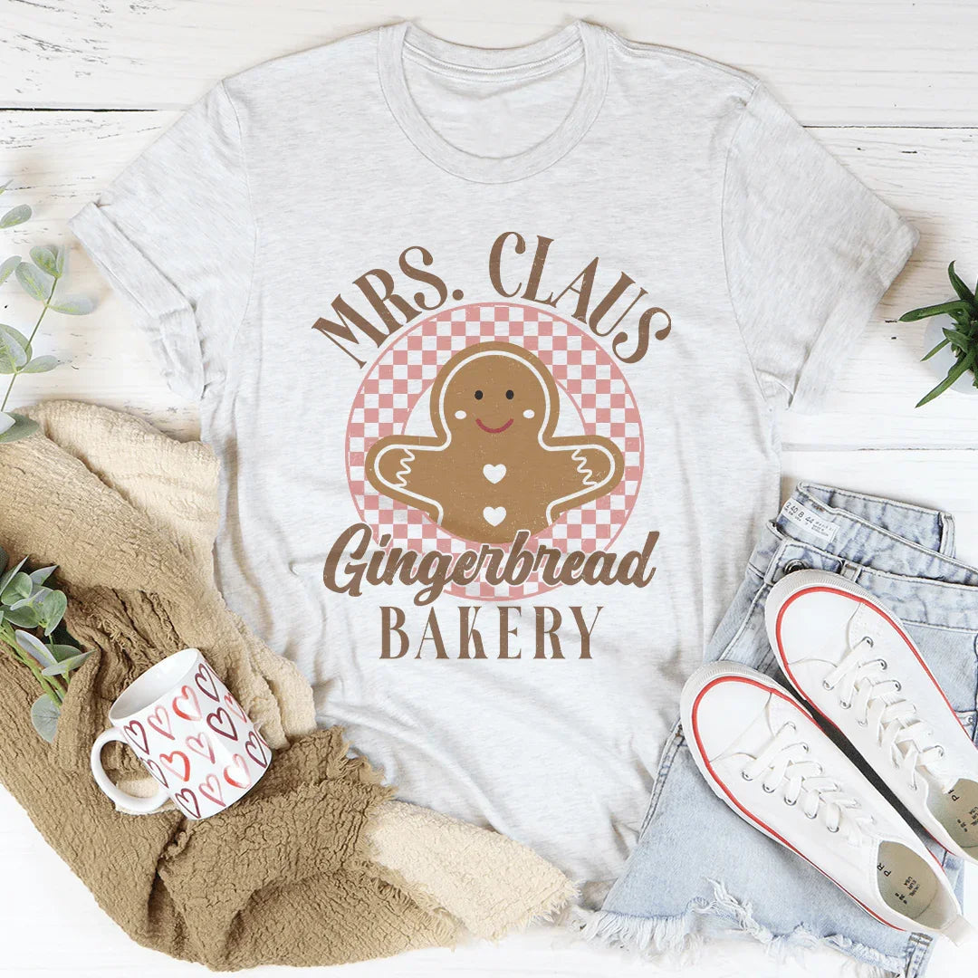 Mrs Claus Gingerbread Bakery Tee Peachy Sunday