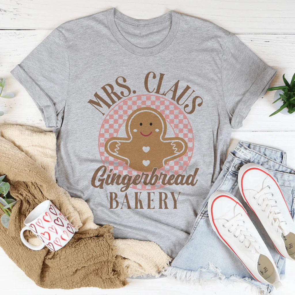 Mrs Claus Gingerbread Bakery Tee Peachy Sunday