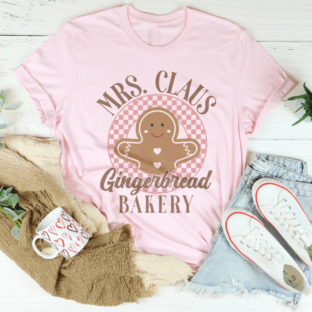 Mrs Claus Gingerbread Bakery Tee Peachy Sunday