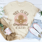 Mrs Claus Gingerbread Bakery Tee Peachy Sunday