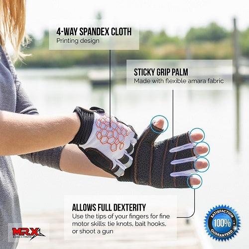 Sailing Gloves With Sticky Palm 3-4 Cut Fingers Kayaking & More Unisex - SJB-DIAMOND ELITES