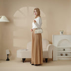 Pleated Overskirt, Wide-Cut Pants & Matching Hijab Set (MS025) - SJB-DIAMOND ELITES