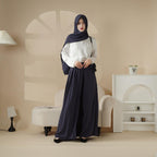 Pleated Overskirt, Wide-Cut Pants & Matching Hijab Set (MS025) - SJB-DIAMOND ELITES