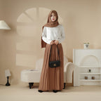 Pleated Overskirt, Wide-Cut Pants & Matching Hijab Set (MS025) - SJB-DIAMOND ELITES