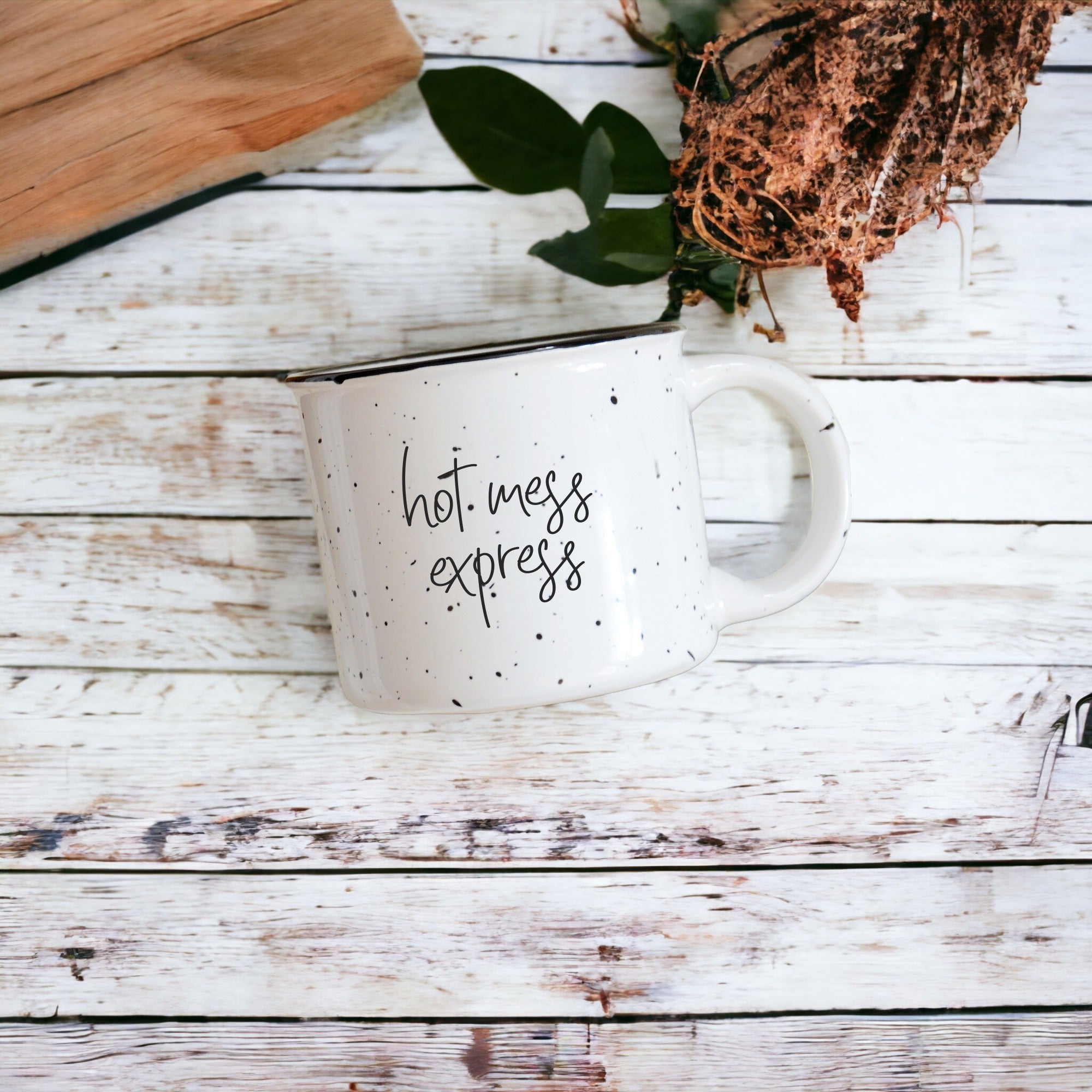 Hot Mess Express Oversized Campfire Mug Black Rim Limited Edition, Double-Sided BandsCo Straps