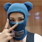 Multi Functional Mouse Ski Mask Winter Warm Knit Cap Balaclava Mask Artificial wool Hats Adult Men and Women Beanies Thick Mask Warm Full Face Fishing Hiking Face Scarf Balaclava Helmet Liner Cap Soft Sport Reusable Headgear Winter Fishing Warm Mask Stevvex
