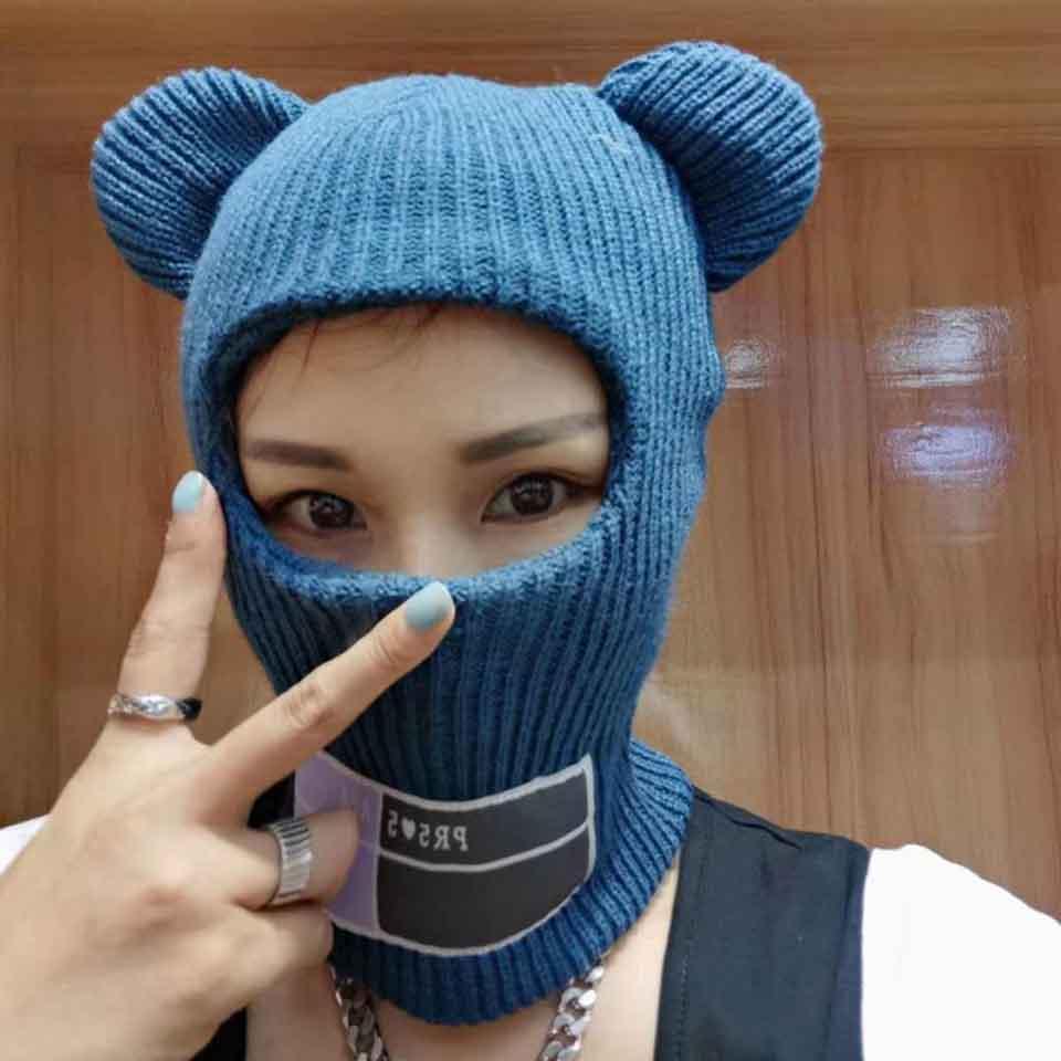 Multi Functional Mouse Ski Mask Winter Warm Knit Cap Balaclava Mask Artificial wool Hats Adult Men and Women Beanies Thick Mask Warm Full Face Fishing Hiking Face Scarf Balaclava Helmet Liner Cap Soft Sport Reusable Headgear Winter Fishing Warm Mask Stevvex