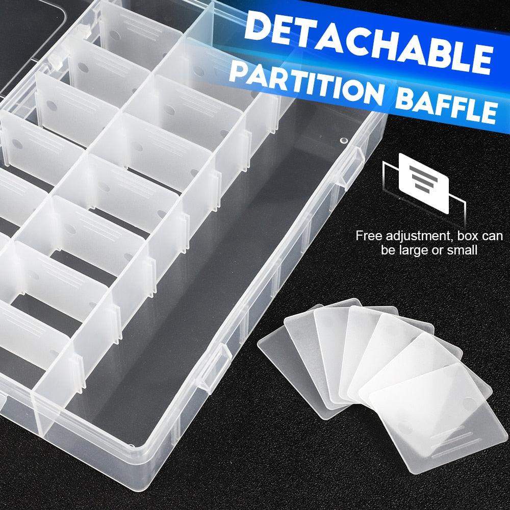 Multi Grids Plastic Box Adjustable Compartment Jewelry Organizer Box Eco-Friendly PP Transparent Jewelry Box Simple Design Plastic Portable Compartments Jewelry Organiser For Women Stevvex