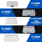 Multi Grids Plastic Box Adjustable Compartment Jewelry Organizer Box Eco-Friendly PP Transparent Jewelry Box Simple Design Plastic Portable Compartments Jewelry Organiser For Women Stevvex