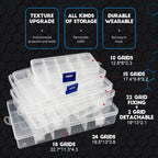 Multi Grids Plastic Box Adjustable Compartment Jewelry Organizer Box Eco-Friendly PP Transparent Jewelry Box Simple Design Plastic Portable Compartments Jewelry Organiser For Women Stevvex