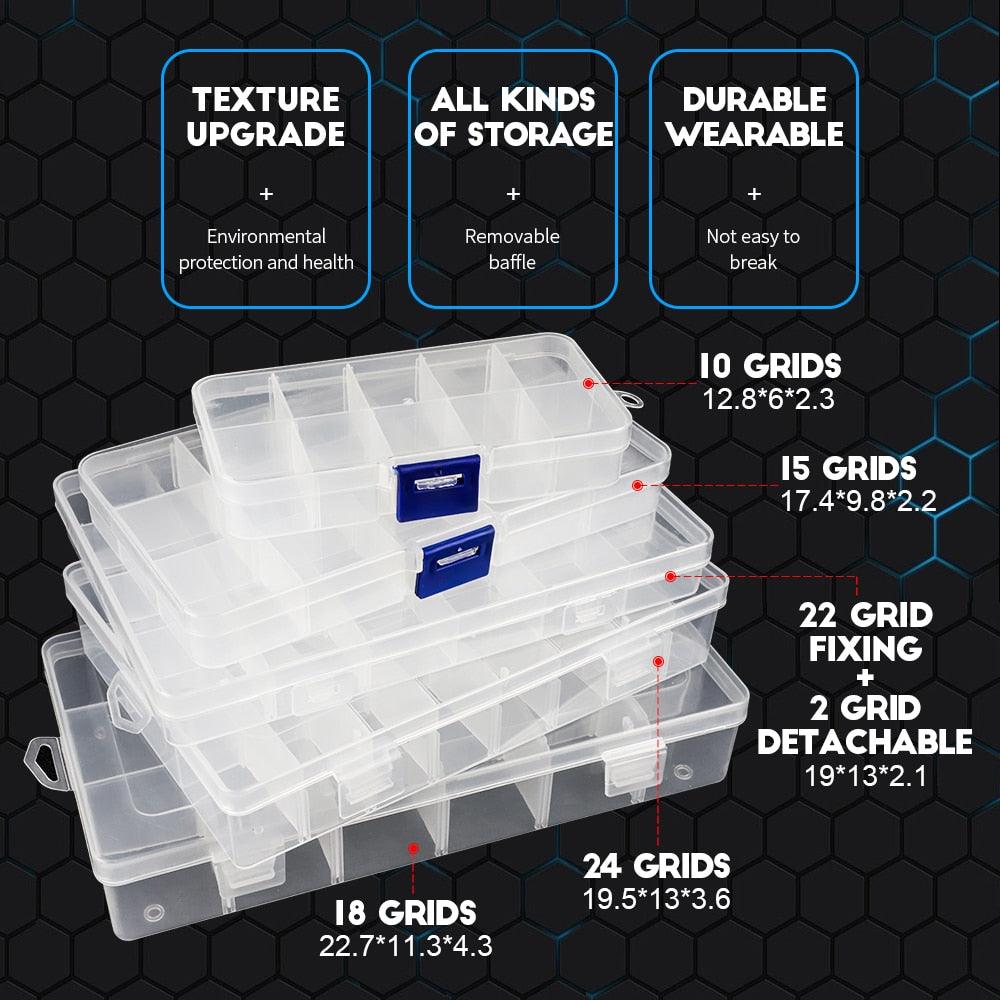 Multi Grids Plastic Box Adjustable Compartment Jewelry Organizer Box Eco-Friendly PP Transparent Jewelry Box Simple Design Plastic Portable Compartments Jewelry Organiser For Women Stevvex