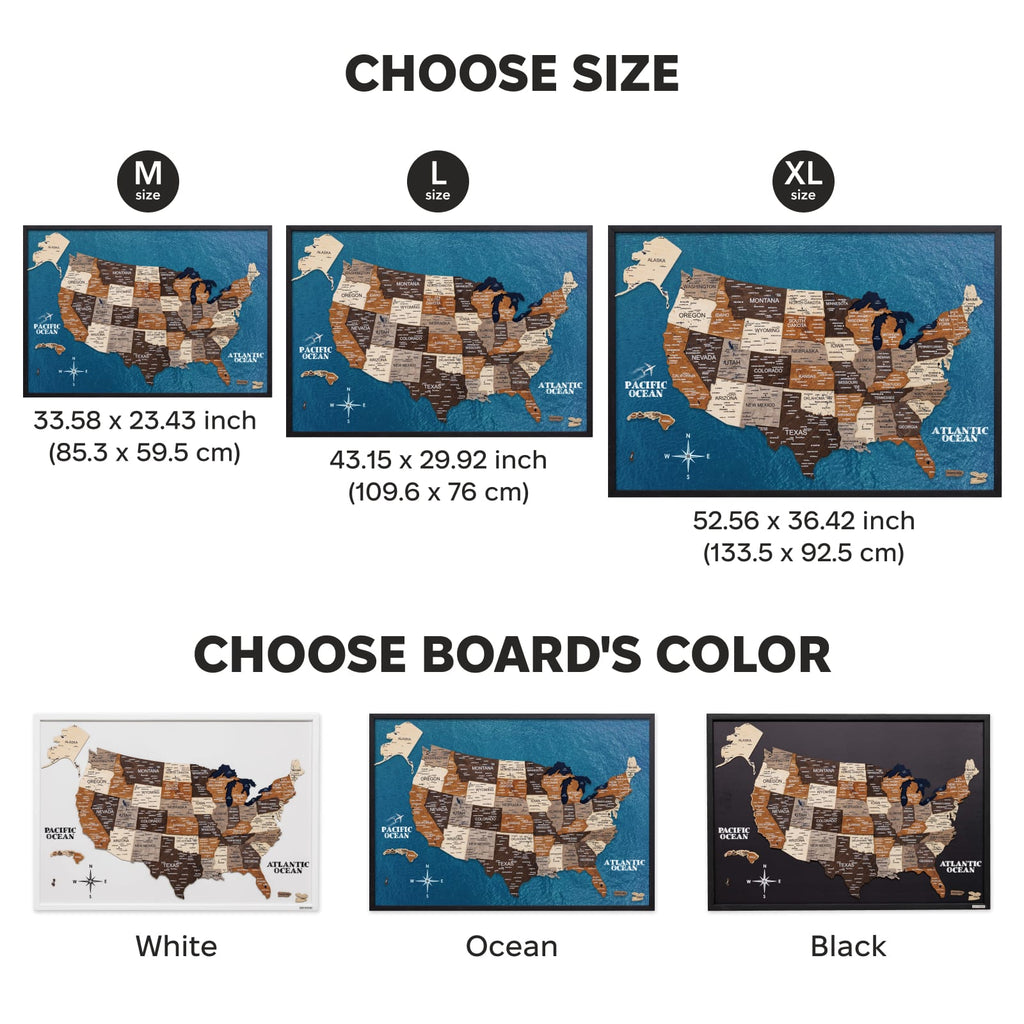 3D Wooden USA Map on Board Multicolor Enjoy The Wood