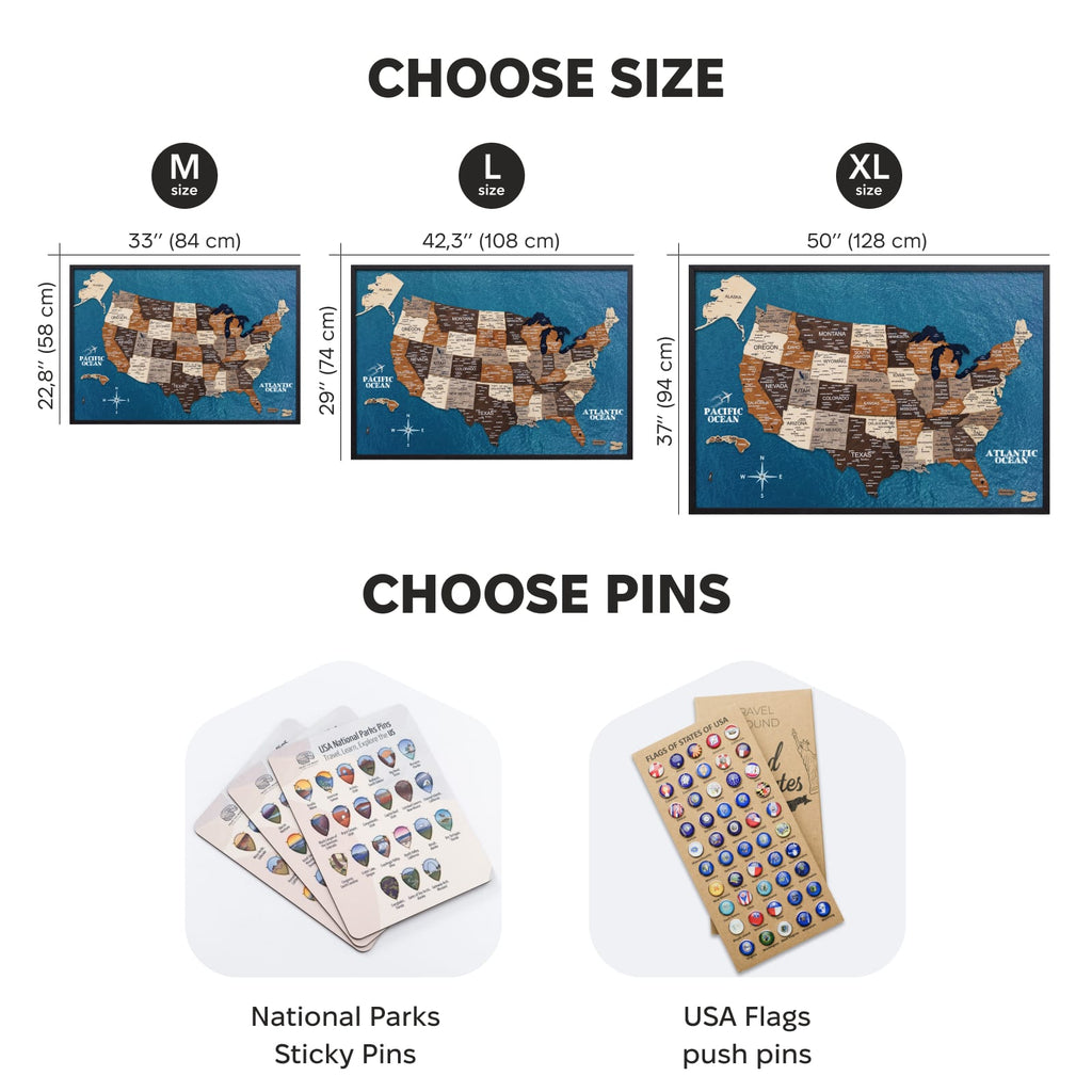 3D Wooden USA Map on Board Multicolor Enjoy The Wood