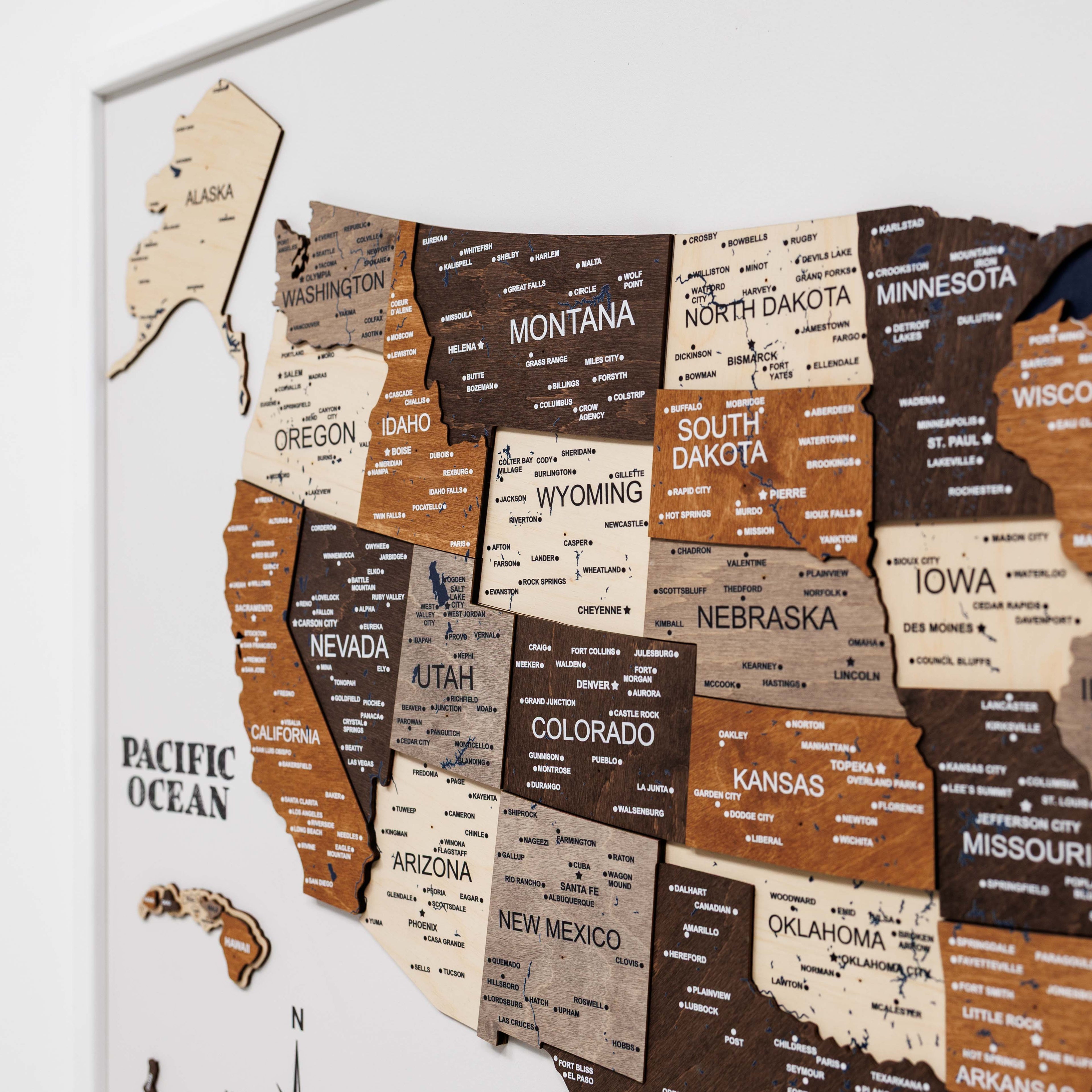 3D Wooden USA Map on Board Multicolor Enjoy The Wood