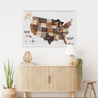 3D Wooden USA Map on Board Multicolor Enjoy The Wood