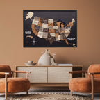 3D Wooden USA Map on Board Multicolor Enjoy The Wood