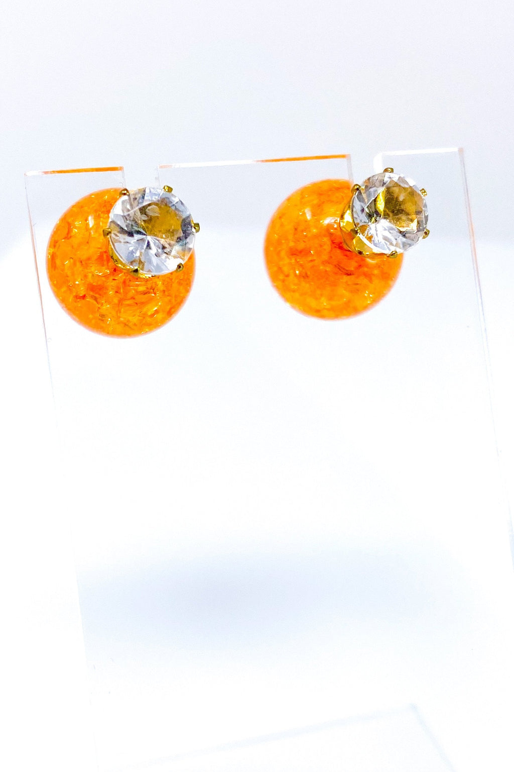 Multicolored Crystal Stud Earrings Sparkle Pink Blue