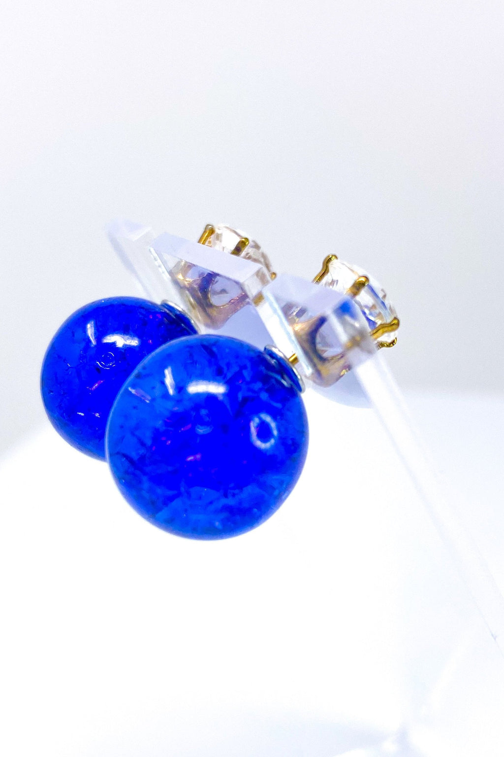 Multicolored Crystal Stud Earrings Sparkle Pink Blue