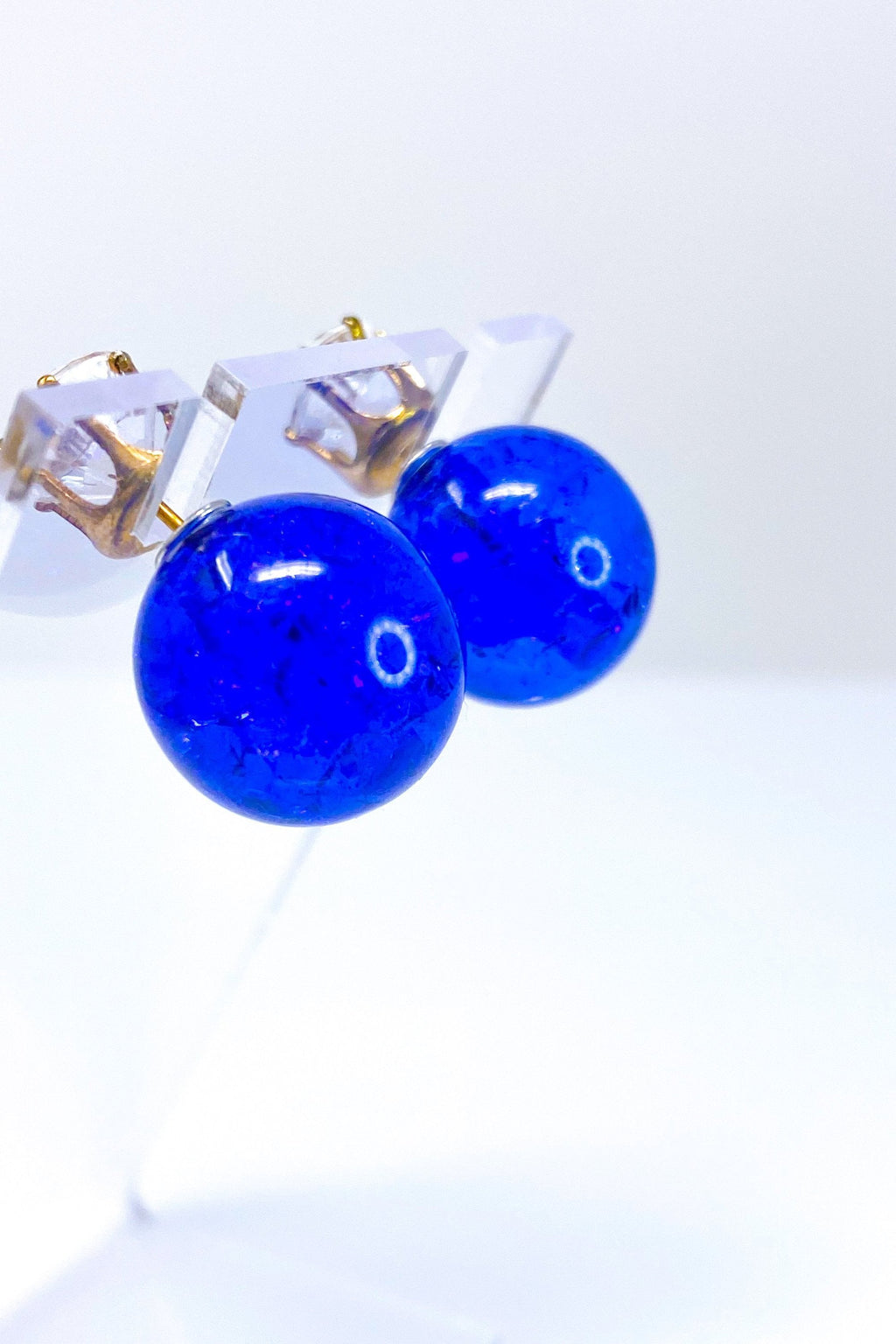 Multicolored Crystal Stud Earrings Sparkle Pink Blue