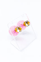Multicolored Crystal Stud Earrings Sparkle Pink Blue