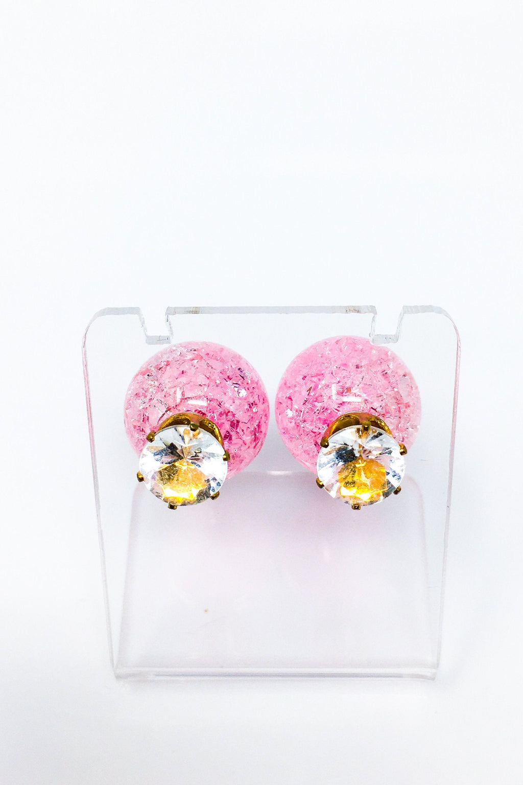 Multicolored Crystal Stud Earrings Sparkle Pink Blue