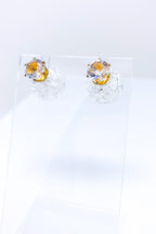 Multicolored Crystal Stud Earrings Sparkle Pink Blue