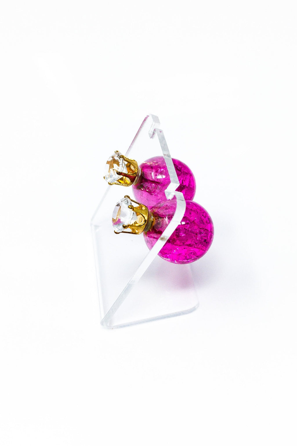 Multicolored Crystal Stud Earrings Sparkle Pink Blue