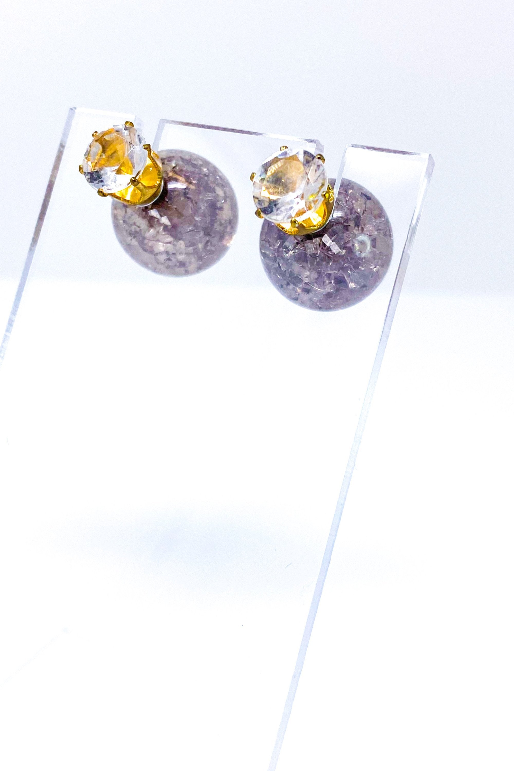 Multicolored Crystal Stud Earrings Sparkle Pink Blue