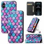 Multicolored Phone Case For iPhone 13 12 11 Pro Mini Cover Wallet Card Slot Flip Magnetic Leather PU Leather Flip Wallet Cover with Card Slots Case Cover