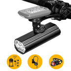 Multifunctional Bike Light Headlight Holder Powerful Flashlight USB Charging LED Bicycle Front Light 5 Light Modes Powerful Waterproof Bicycle Light Easy To Mount Fits All Bicycles 1800 Lumens