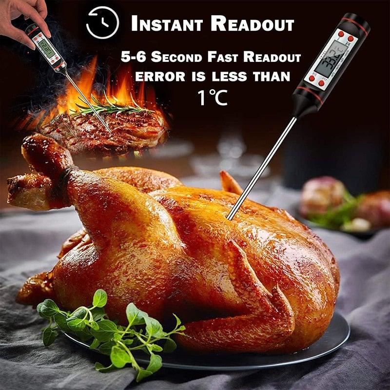 Multifunctional Digital Thermometer For BBQ Food Meat Cake Candy Bake Grill Ultra Fast Kitchen Thermometer with Hold & Calibration Digital Food Thermometer for BBQ Baking Candy Milk Temperature Cooking Thermometer Oven Kitchen Tools Stevvex