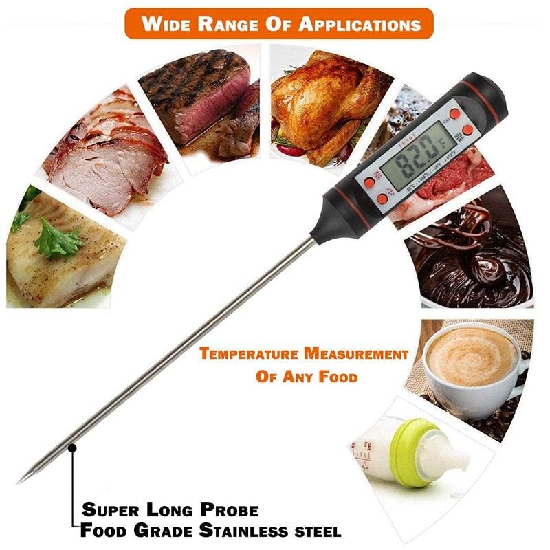 Multifunctional Digital Thermometer For BBQ Food Meat Cake Candy Bake Grill Ultra Fast Kitchen Thermometer with Hold & Calibration Digital Food Thermometer for BBQ Baking Candy Milk Temperature Cooking Thermometer Oven Kitchen Tools Stevvex