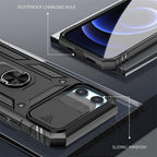 Multifunctional Heavy Duty Front and Back Full Body Shockproof Bumper Protection Cover Case For iPhone 13 12 11 Pro Max X Max 8 Plus Case Heavy Duty with Camera Rotate Kickstand Sturdy Shockproof Cover Stevvex