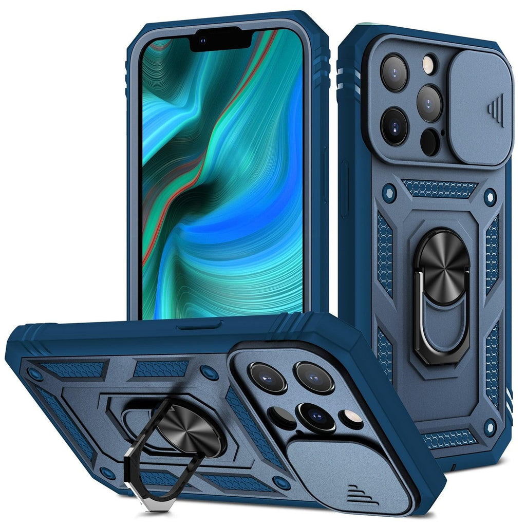 Multifunctional Heavy Duty Front and Back Full Body Shockproof Bumper Protection Cover Case For iPhone 13 12 11 Pro Max X Max 8 Plus Case Heavy Duty with Camera Rotate Kickstand Sturdy Shockproof Cover Stevvex