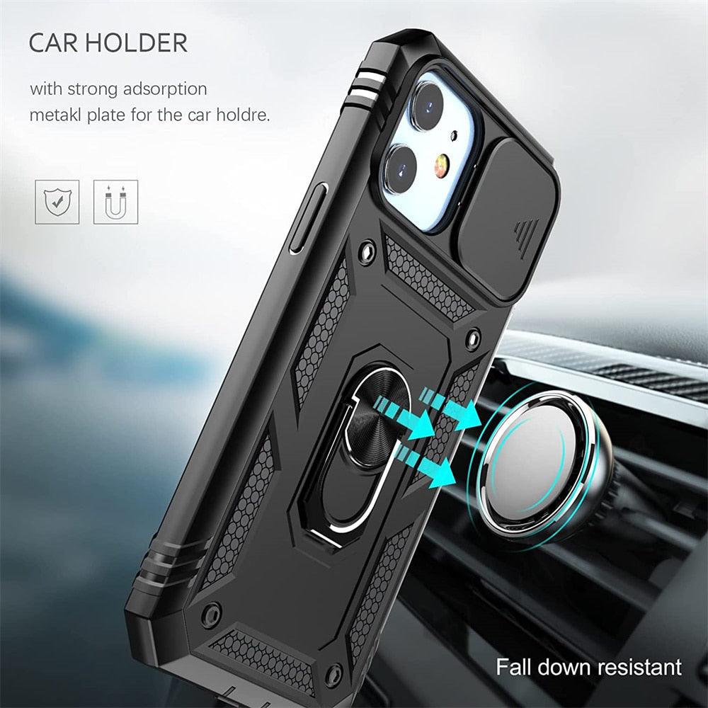 Multifunctional Heavy Duty Front and Back Full Body Shockproof Bumper Protection Cover Case For iPhone 13 12 11 Pro Max X Max 8 Plus Case Heavy Duty with Camera Rotate Kickstand Sturdy Shockproof Cover Stevvex