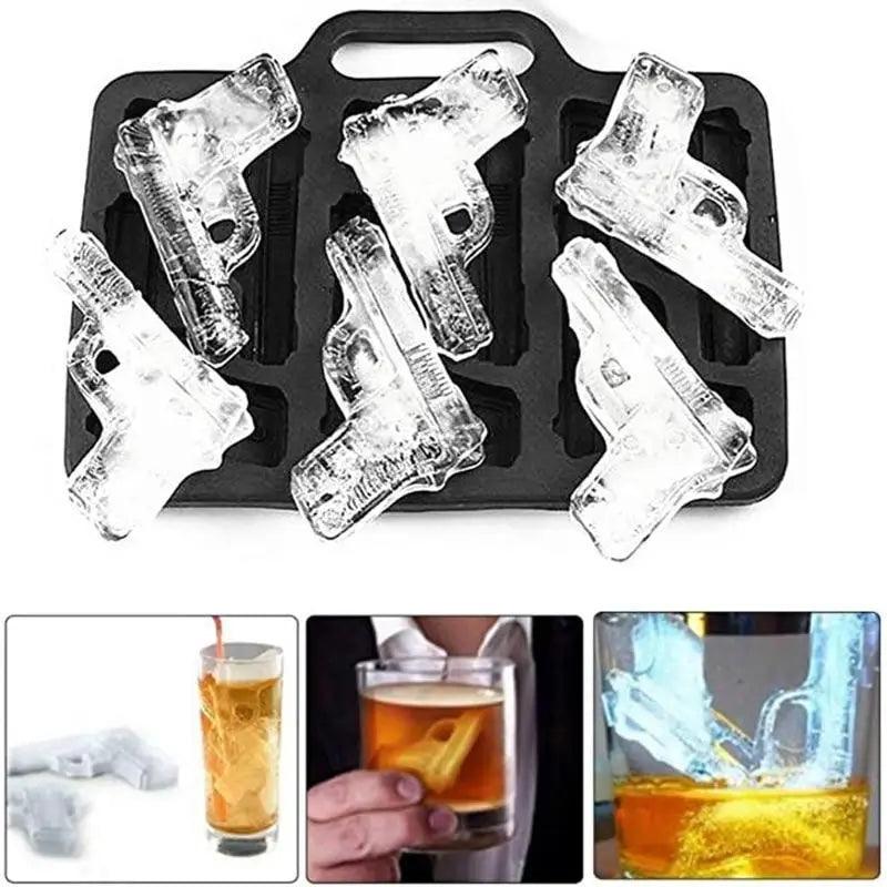 Multifunctional Ice Cube Maker Creative Silica Gel Gun Bullet Skull Shape Tray Mold Home Bar Party Cool Whiskey Wine Ice Cream Bar Tool Stevvex