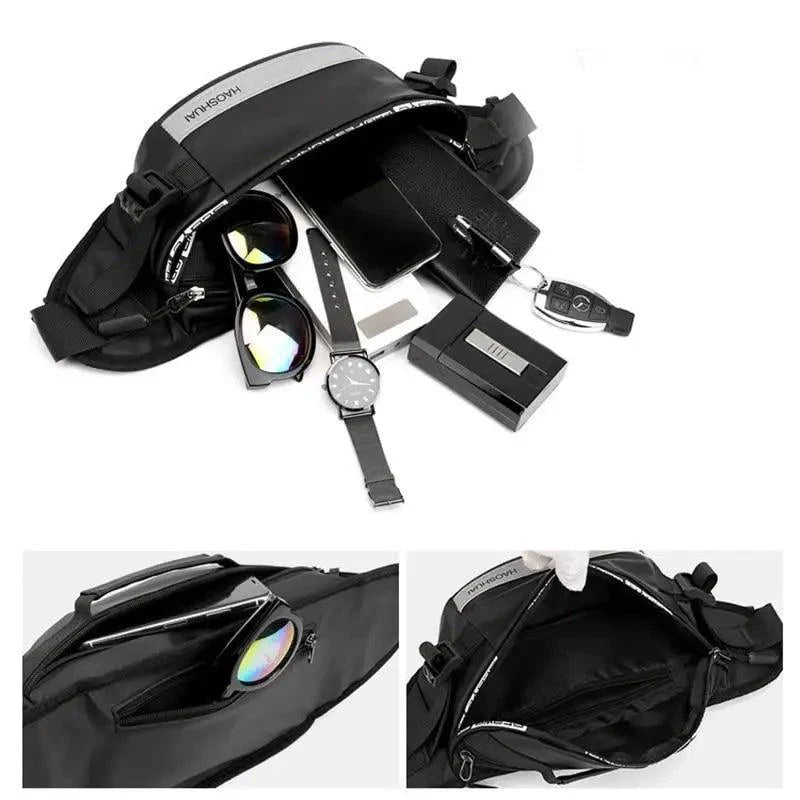 Multifunctional Outdoor Anti-Theft Waist Bag Men Fashionable Waterproof Fanny Pack Adjustable Belt Travel Bag Stevvex