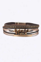 Multilayer Red Leather Beaded Magnetic Wrap Bracelet