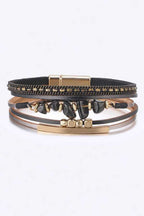 Multilayer Red Leather Beaded Magnetic Wrap Bracelet