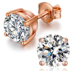 Diamond Stud Earrings Rose Gold Earrings Women Stud Earrings Rose Gold Cubic Zirconia Earrings 6mm Lootquake LLC