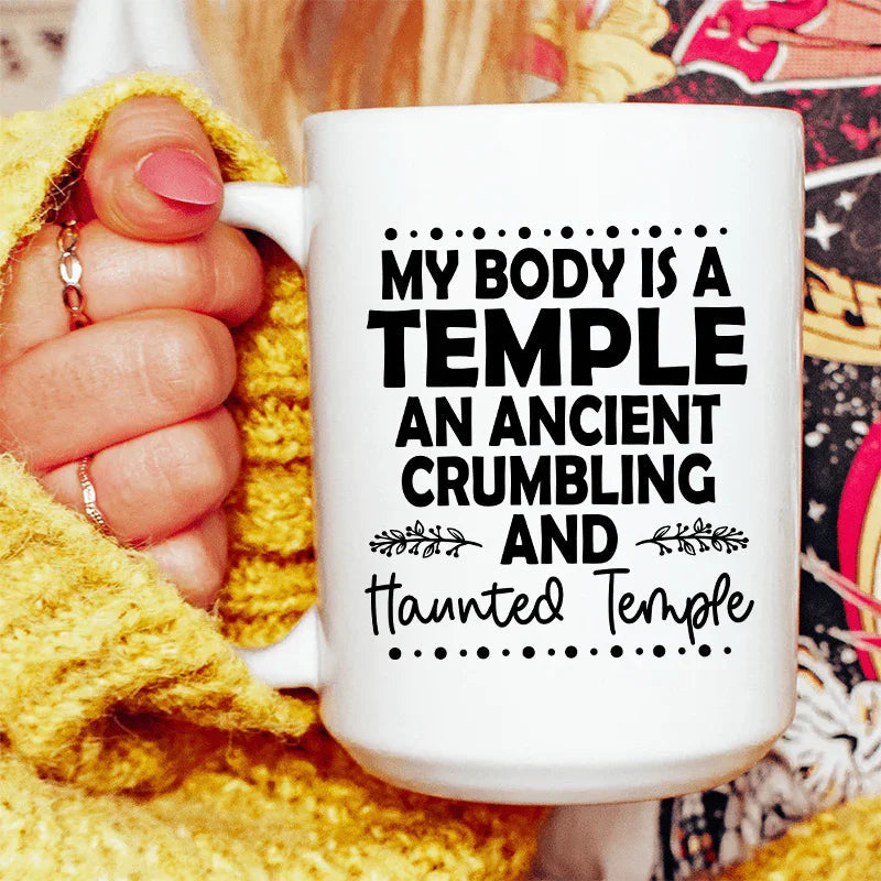 My Body Is A Temple Ceramic Mug 15 oz Peachy Sunday
