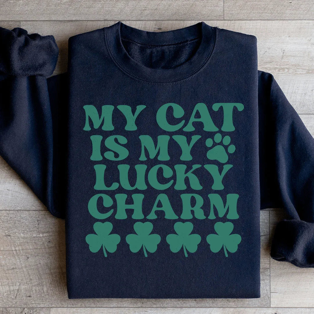 My Cat Is My Lucky Charm Sweatshirt Peachy Sunday