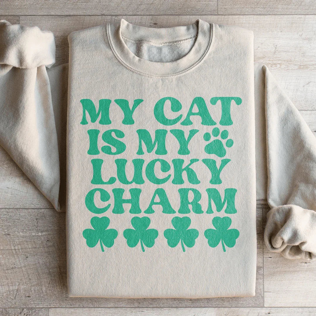 My Cat Is My Lucky Charm Sweatshirt Peachy Sunday