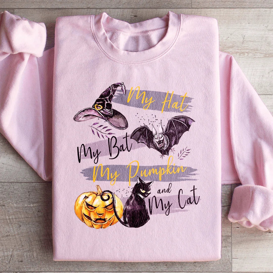 My Hat My Bat My Pumpkin And My Cat Sweatshirt Peachy Sunday