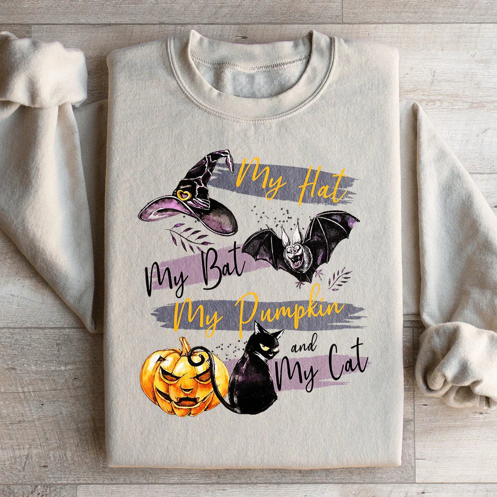 My Hat My Bat My Pumpkin And My Cat Sweatshirt Peachy Sunday