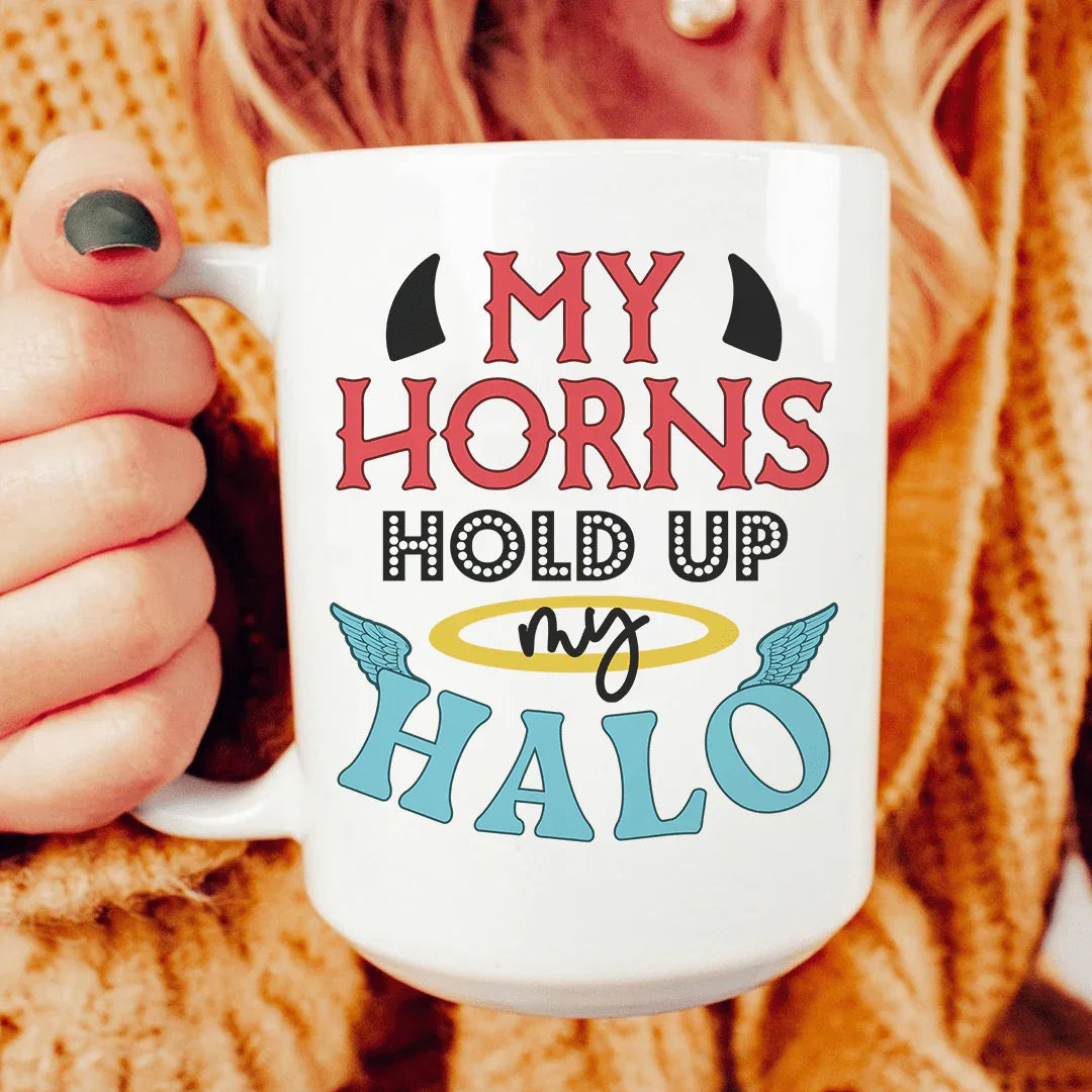 My Horns Hold Up My Halo Ceramic Mug 15 oz Peachy Sunday