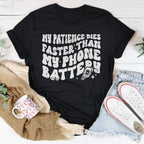 My Patience Dies Faster Than My Phone Battery Tee Peachy Sunday