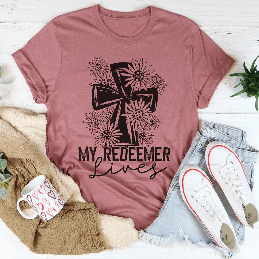 My Redeemer Lives Tee Peachy Sunday