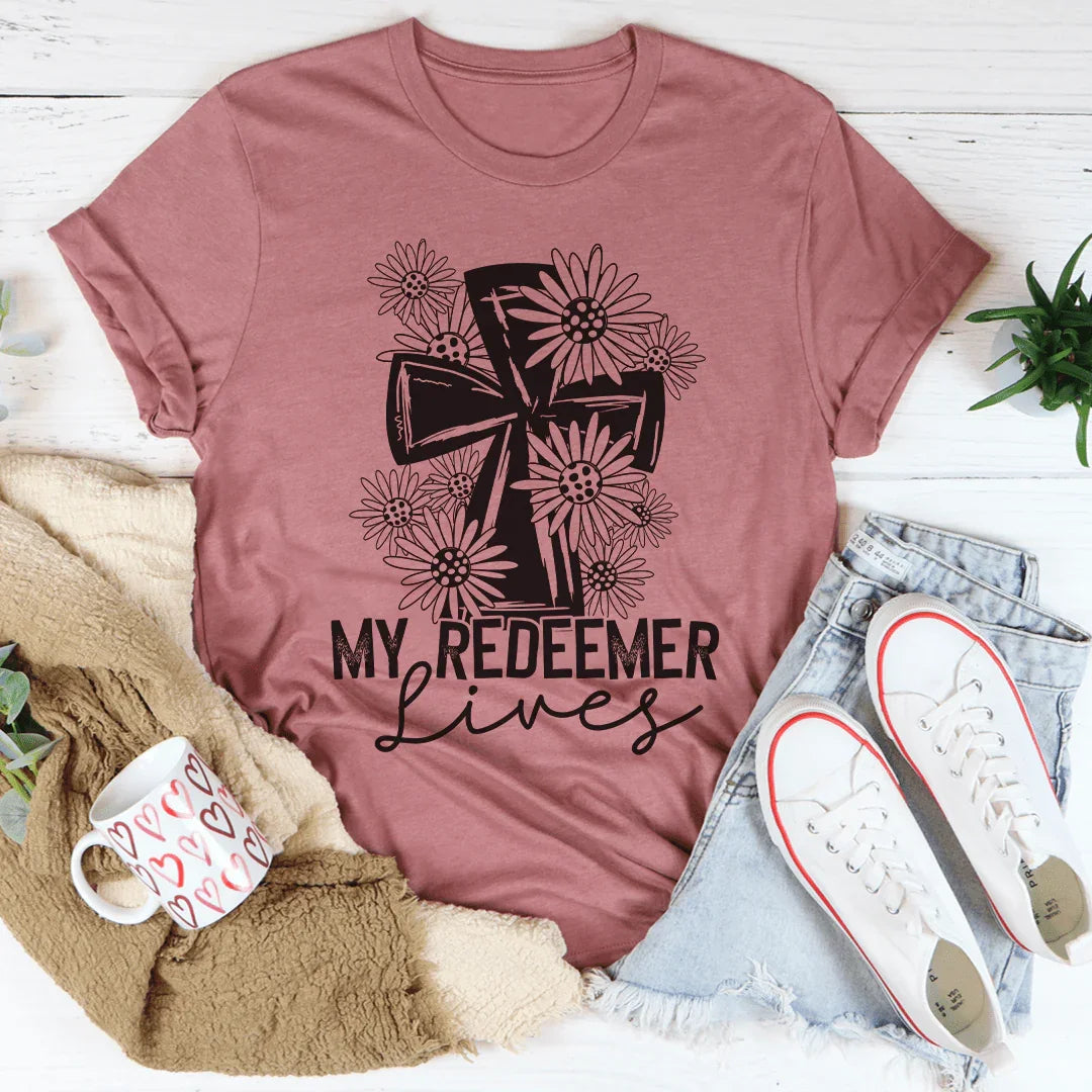 My Redeemer Lives Tee Peachy Sunday